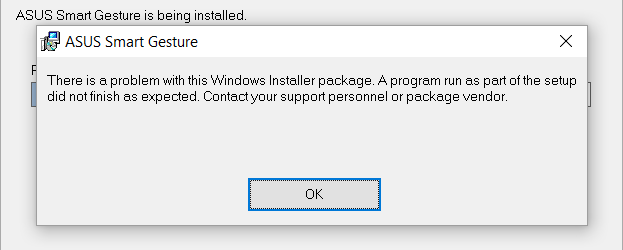 asus touchpad driver not installing